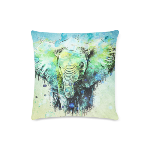 watercolor elephant Custom Zippered Pillow Case 16"x16" (one side)