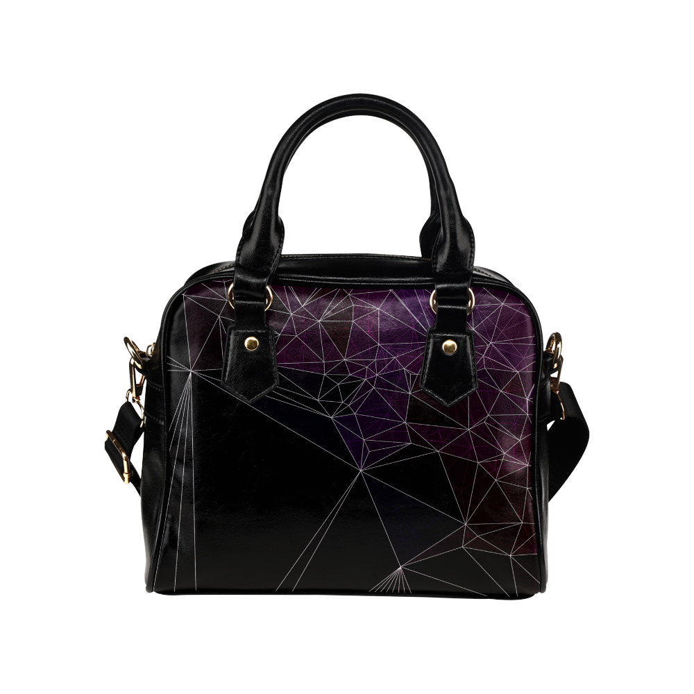 Polygons purple and black Shoulder Handbag (Model 1634)