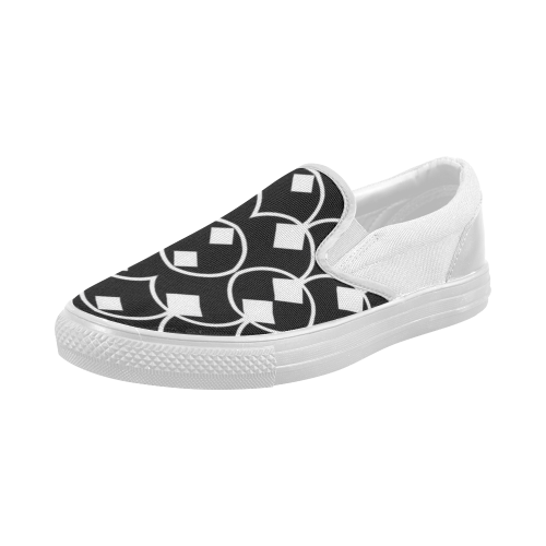 black and white Pattern 4416 Women's Slip-on Canvas Shoes (Model 019)