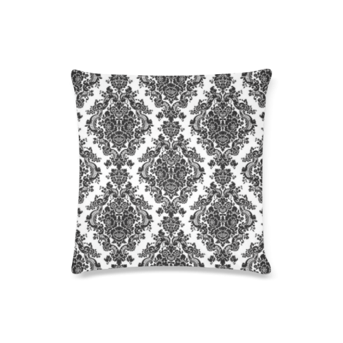 Black and White Damask Custom Zippered Pillow Case 16"x16"(Twin Sides)