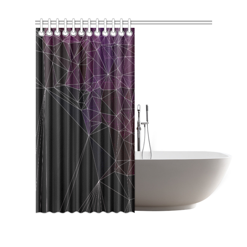Polygons purple and black Shower Curtain 69"x70"