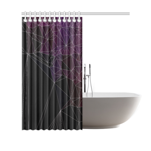 Polygons purple and black Shower Curtain 69"x70"