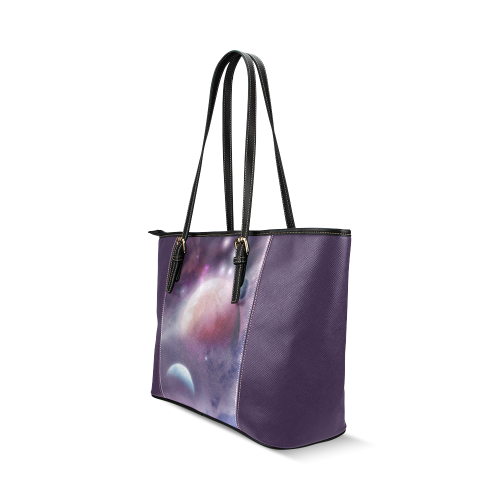 Pink Space Dream Leather Tote Bag/Small (Model 1640)