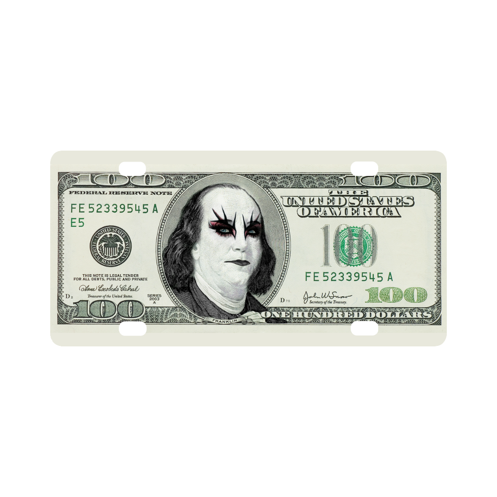 Funny Conceptual Money Gothic $100 Banknote Classic License Plate