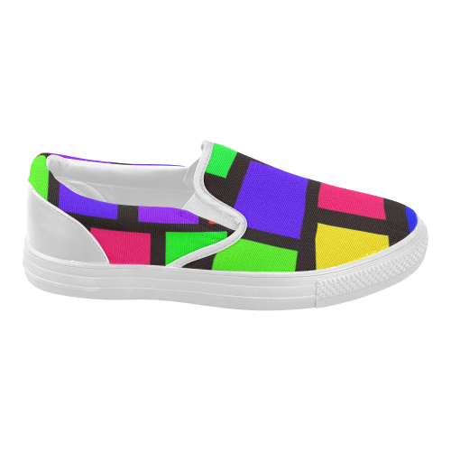 colorful checkered Women's Slip-on Canvas Shoes (Model 019)