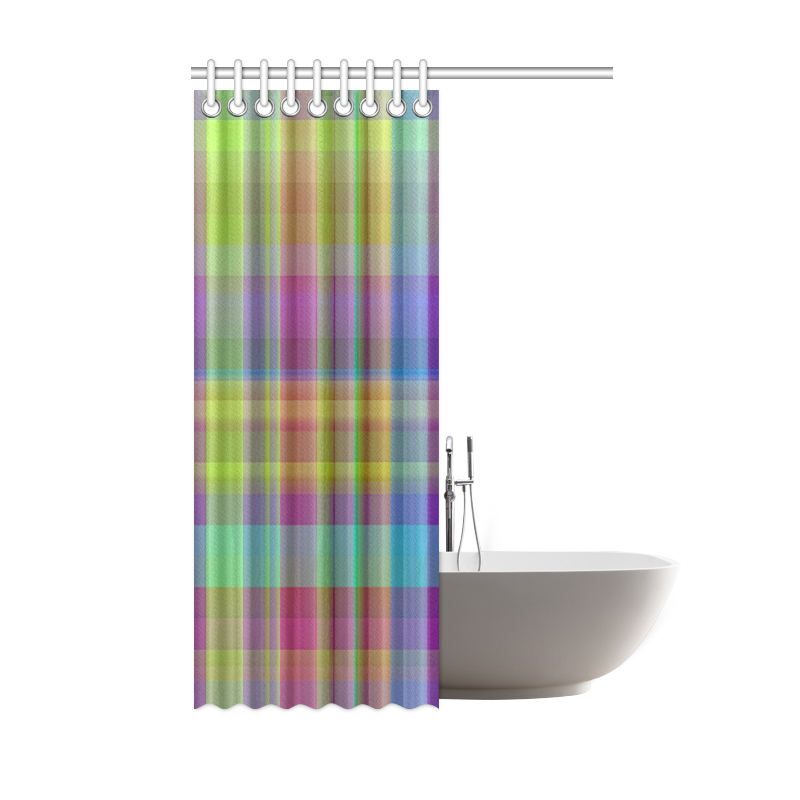 modern plaid, cool colors Shower Curtain 48"x72"