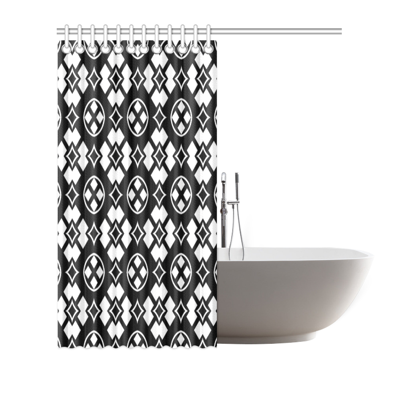 black and white Pattern 3416 Shower Curtain 66"x72"