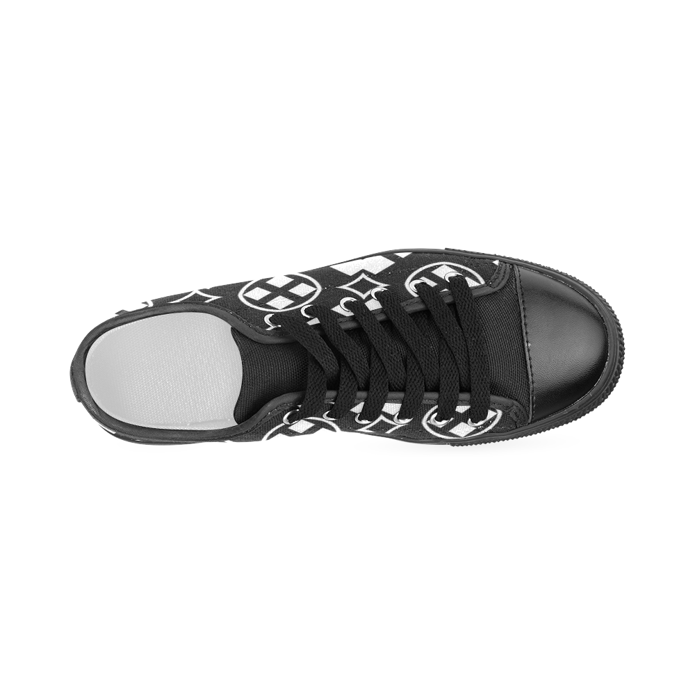 black and white Pattern 3416 Women's Classic Canvas Shoes (Model 018)