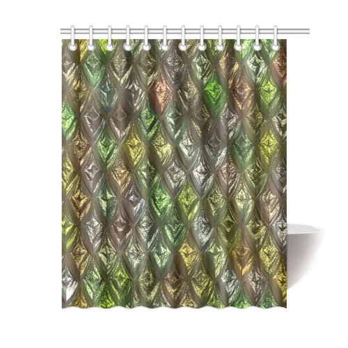 rhombus, diamond patterned green Shower Curtain 60"x72"