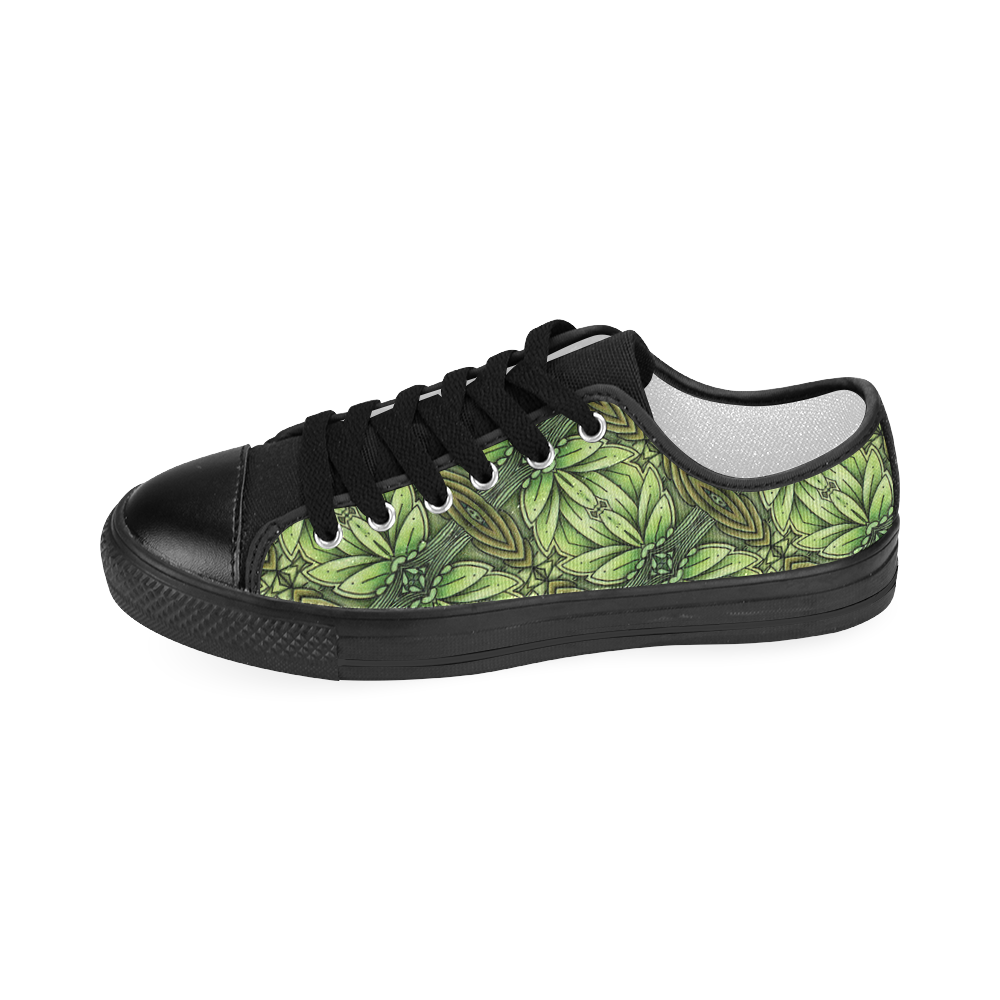 Mandy Green - Leaf Weave small foliage Women's Classic Canvas Shoes (Model 018)