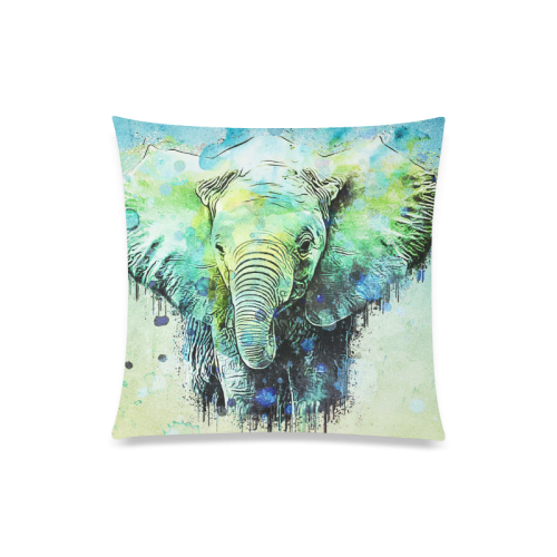 watercolor elephant Custom Zippered Pillow Case 20"x20"(Twin Sides)