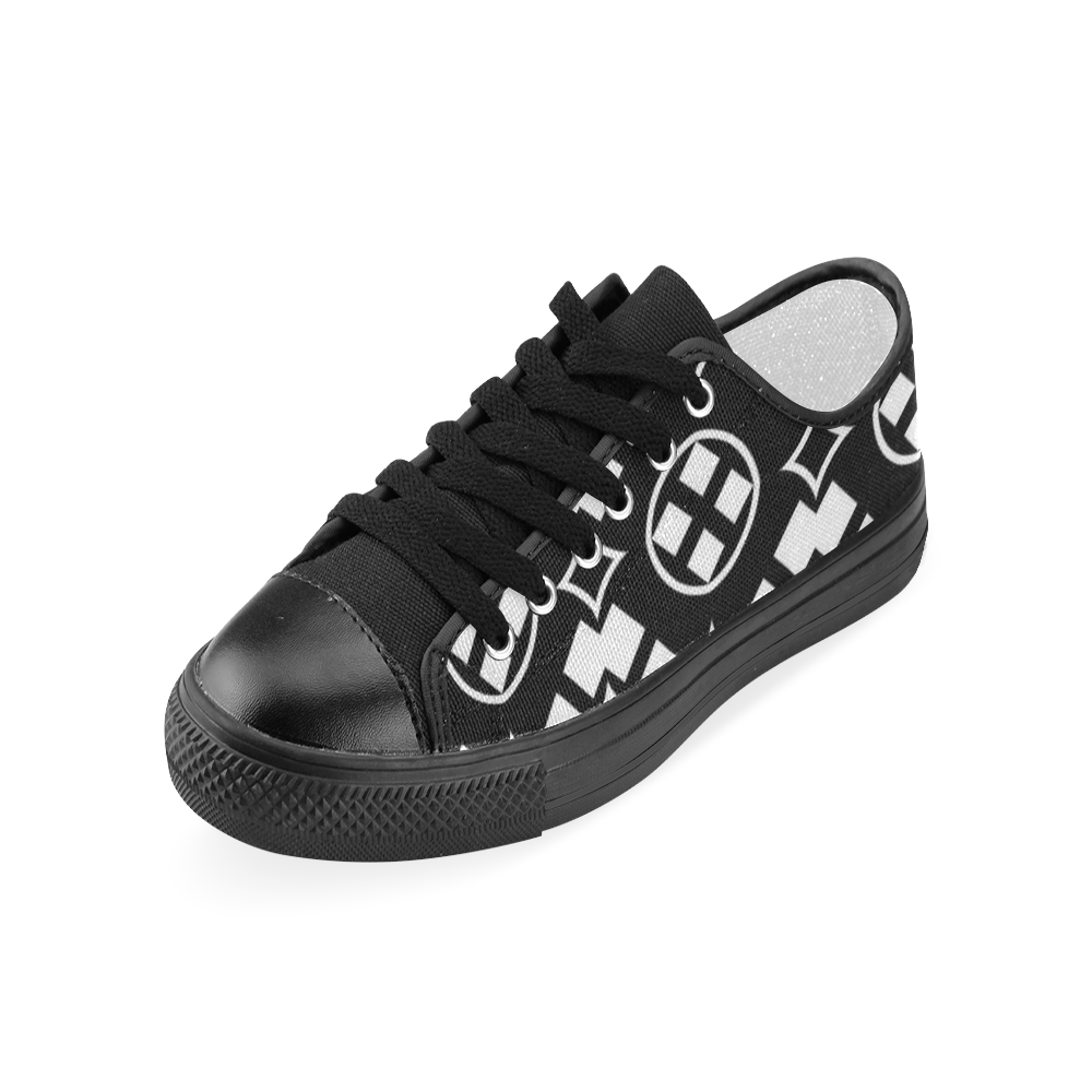 black and white Pattern 3416 Women's Classic Canvas Shoes (Model 018)