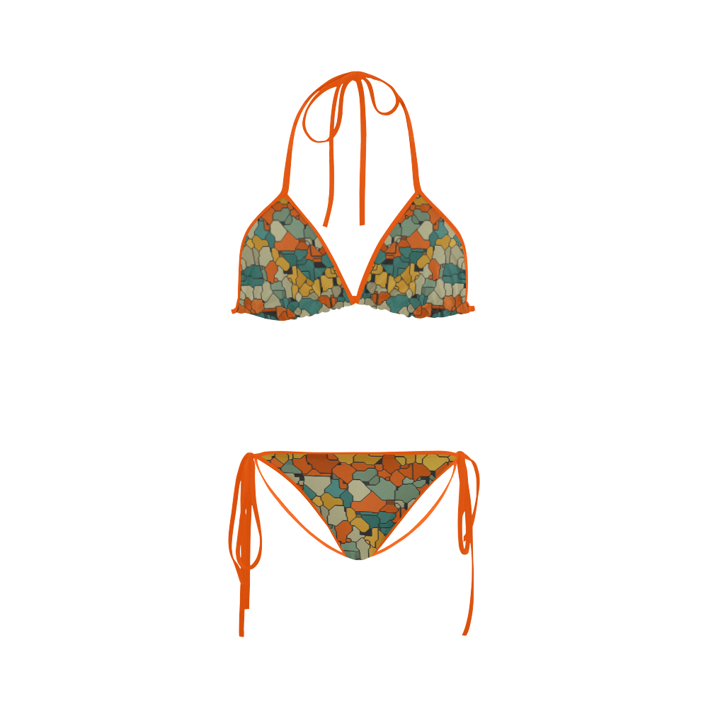 Textured retro shapes Custom Bikini Swimsuit