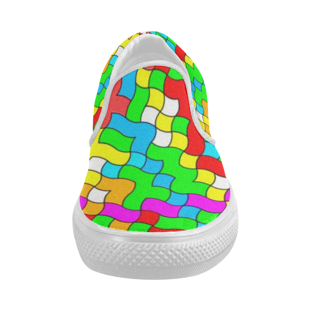 school party colorful Women's Slip-on Canvas Shoes (Model 019)