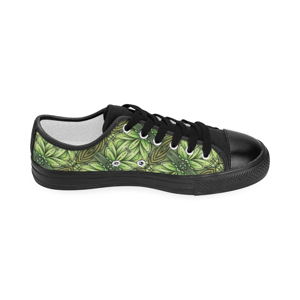 Mandy Green - Leaf Weave small foliage Women's Classic Canvas Shoes (Model 018)