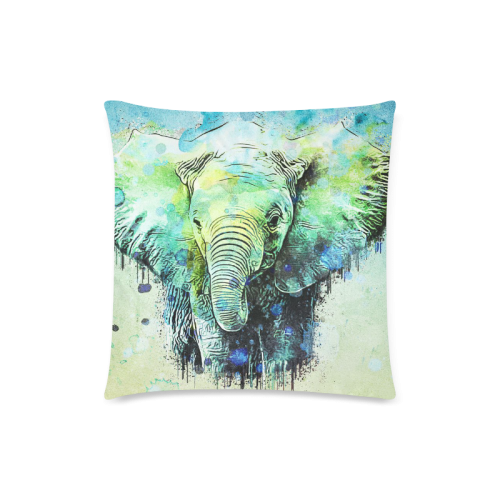 watercolor elephant Custom Zippered Pillow Case 18"x18"(Twin Sides)