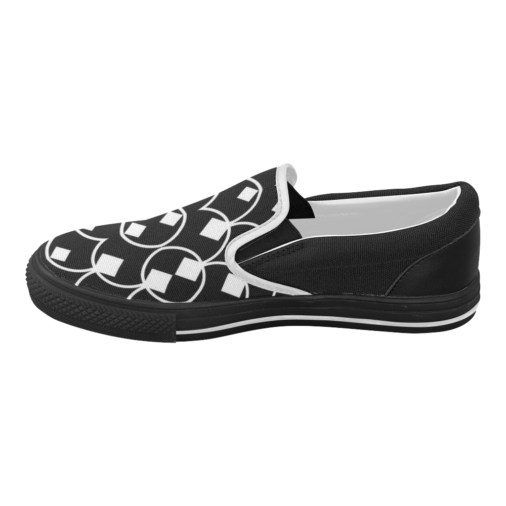 black and white Pattern 4416 Women's Slip-on Canvas Shoes (Model 019 ...