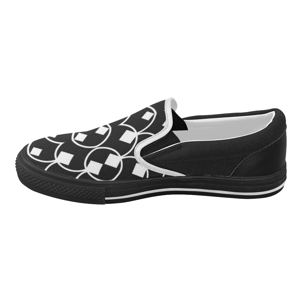 black and white Pattern 4416 Women's Slip-on Canvas Shoes (Model 019)