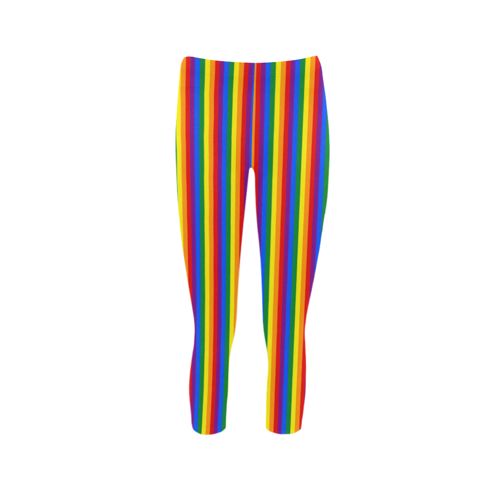 Gay Pride Rainbow Stripes Capri Legging (Model L02)