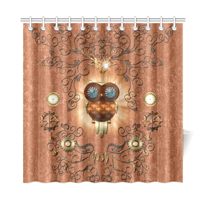 Steampunk, cute owl Shower Curtain 72"x72"