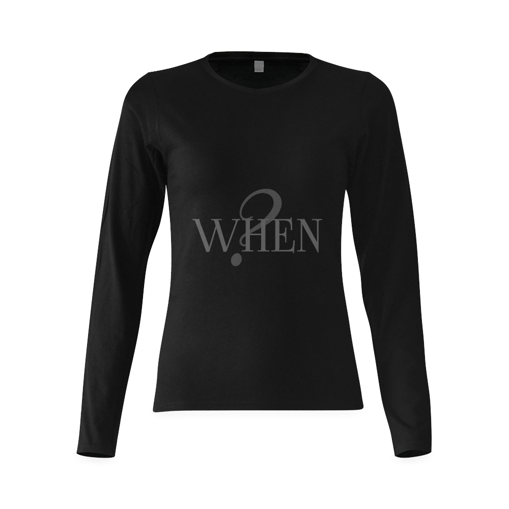 When? Black Sunny Women's T-shirt (long-sleeve) (Model T07)