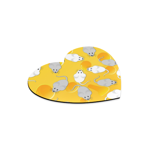 mice on cheese Heart-shaped Mousepad