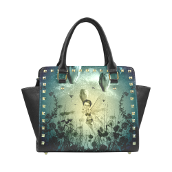 Cute fairy with zeppelin Rivet Shoulder Handbag (Model 1645)