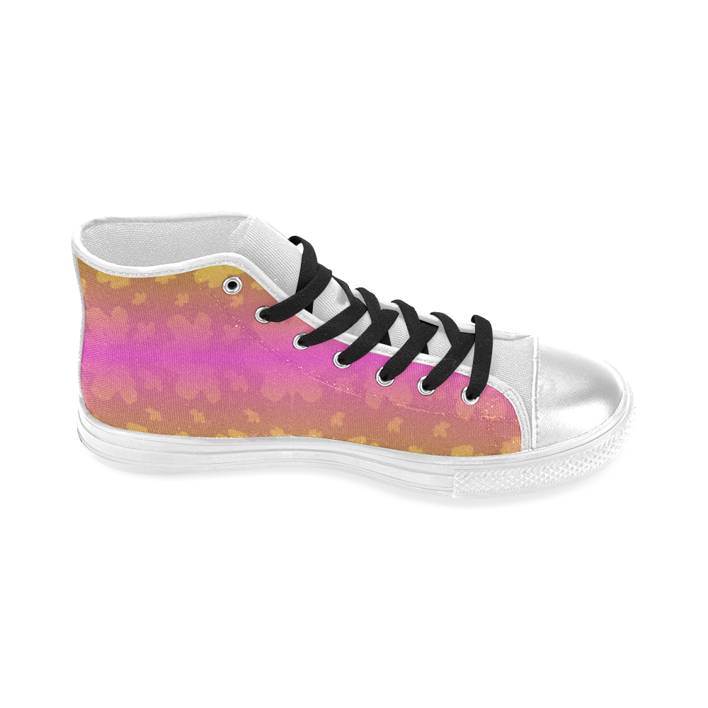 Pretty flowers in neon Women's Classic High Top Canvas Shoes (Model 017)