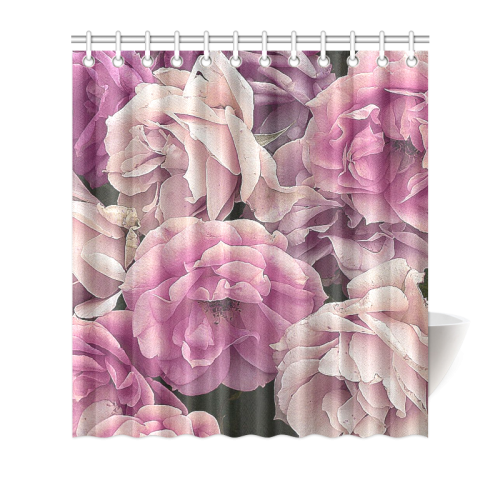 great garden roses pink Shower Curtain 66"x72"