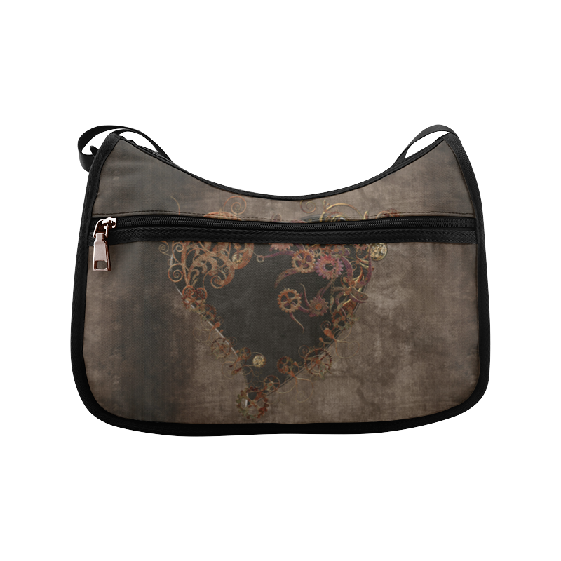 A decorated Steampunk Heart in brown Crossbody Bags (Model 1616)