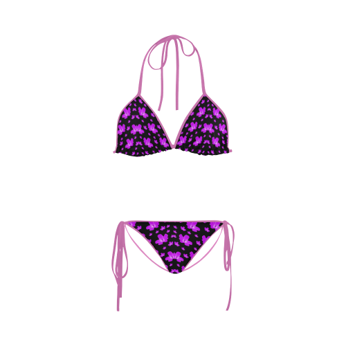 Pretty flowers in purple Custom Bikini Swimsuit