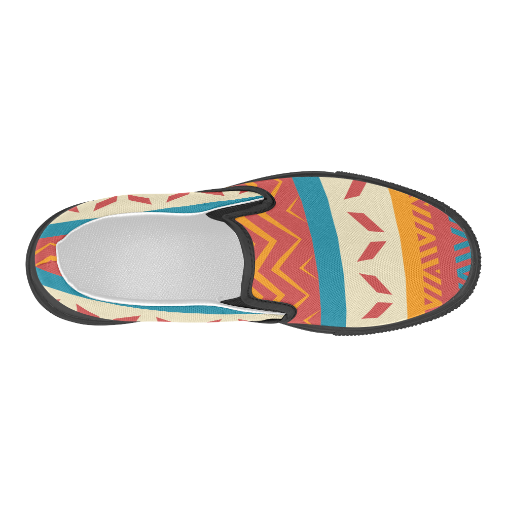 Tribal shapes Women's Slip-on Canvas Shoes (Model 019)