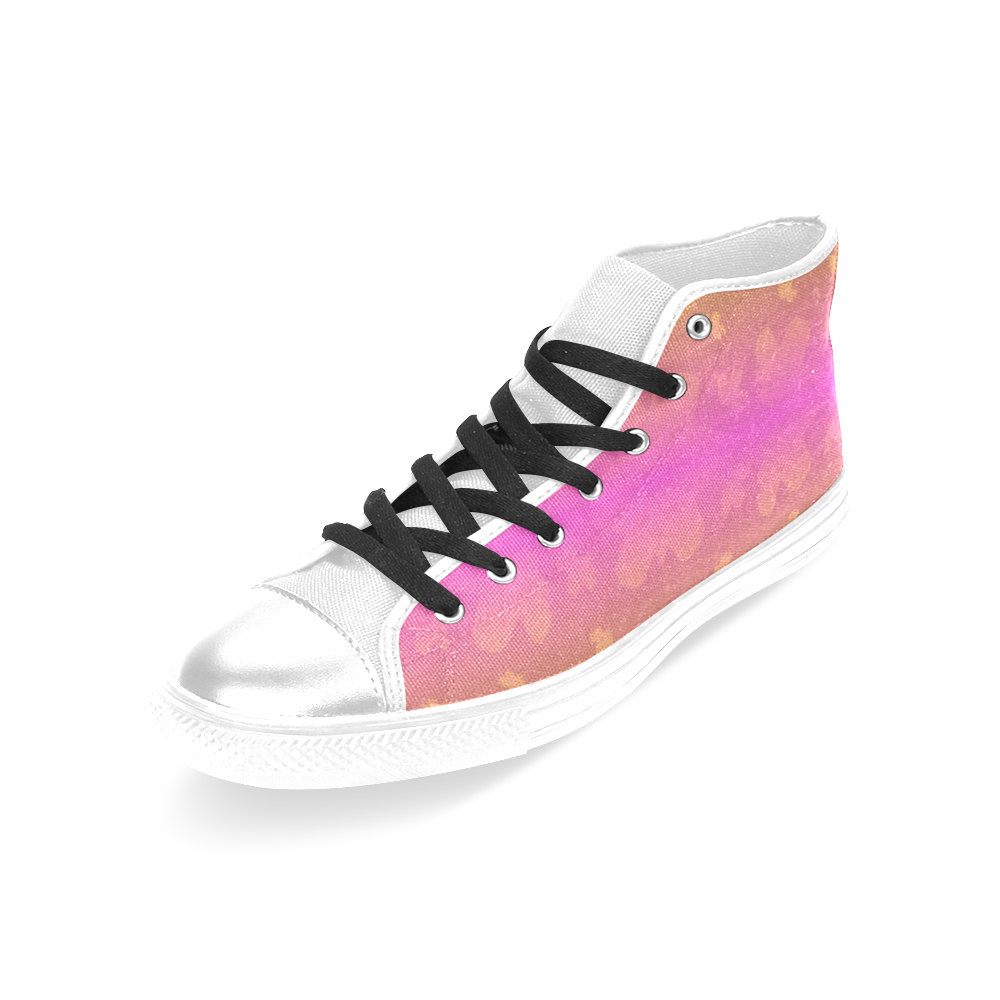 Pretty flowers in neon Women's Classic High Top Canvas Shoes (Model 017)