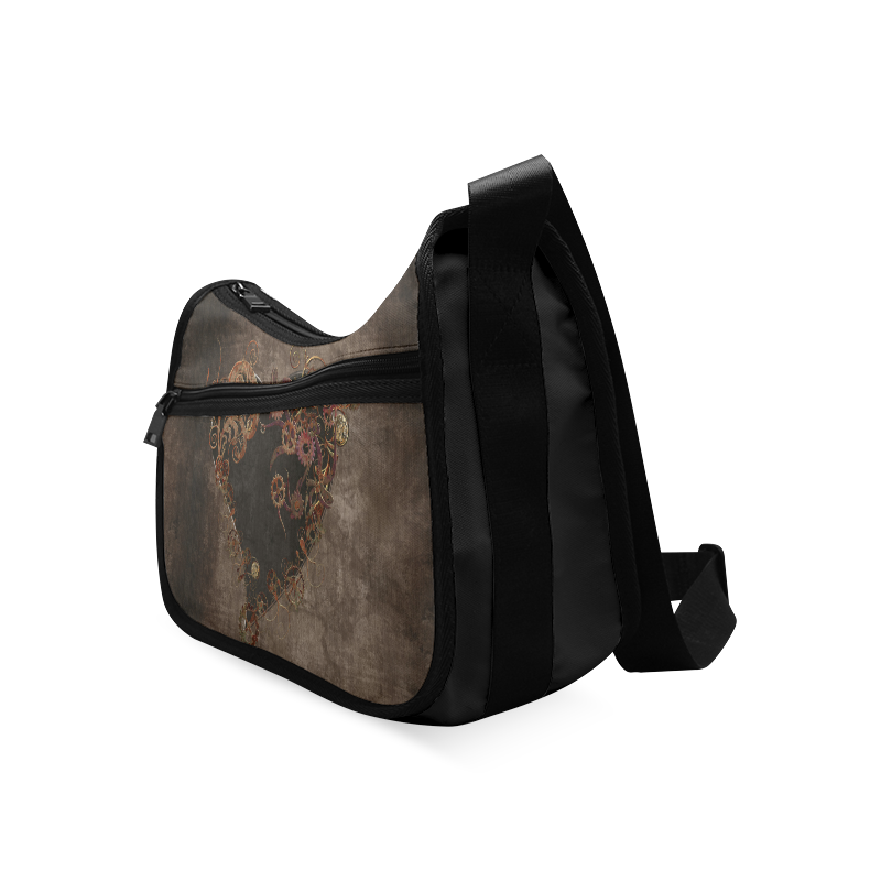 A decorated Steampunk Heart in brown Crossbody Bags (Model 1616)