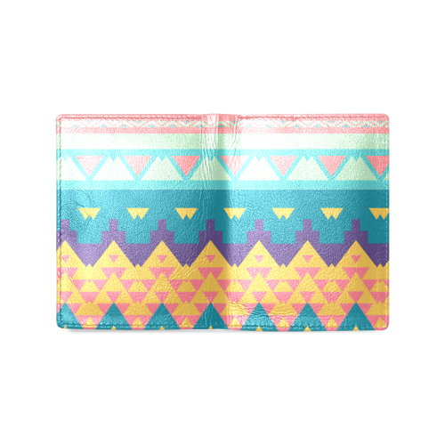 Pastel tribal design Men's Leather Wallet (Model 1612)