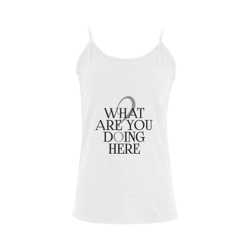 What are you doing here? Women's Spaghetti Top (USA Size) (Model T34)