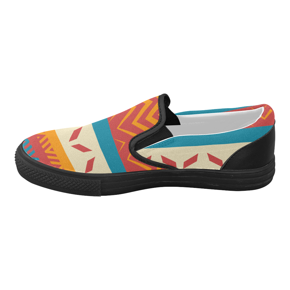 Tribal shapes Women's Slip-on Canvas Shoes (Model 019)