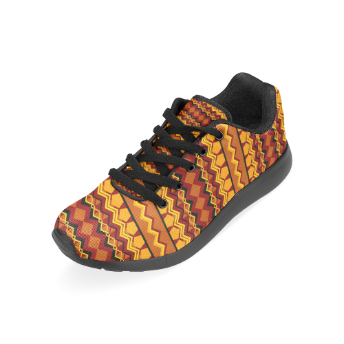 Gold Tribal Pattern Women’s Running Shoes (Model 020)