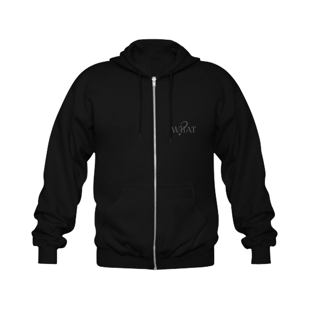 What? Black Gildan Full Zip Hooded Sweatshirt (Model H02)