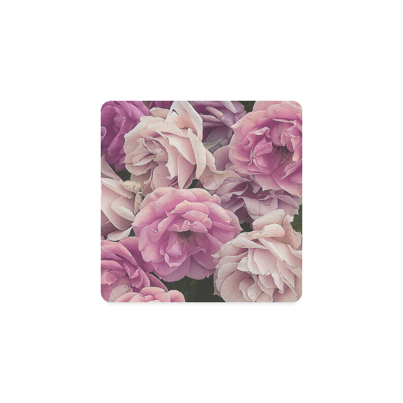 great garden roses pink Square Coaster