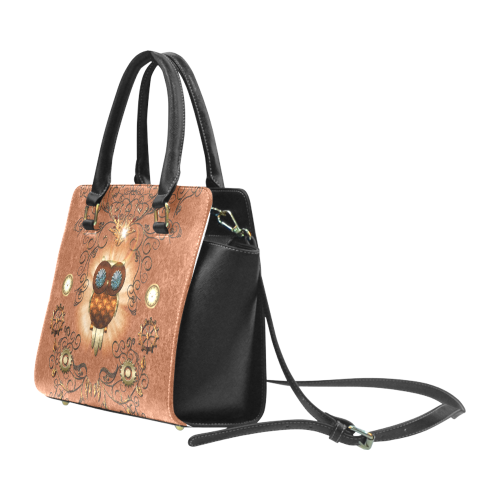 Steampunk, cute owl Rivet Shoulder Handbag (Model 1645)