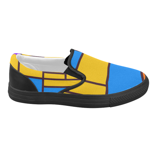 Shapes in retro colors Women's Slip-on Canvas Shoes (Model 019)