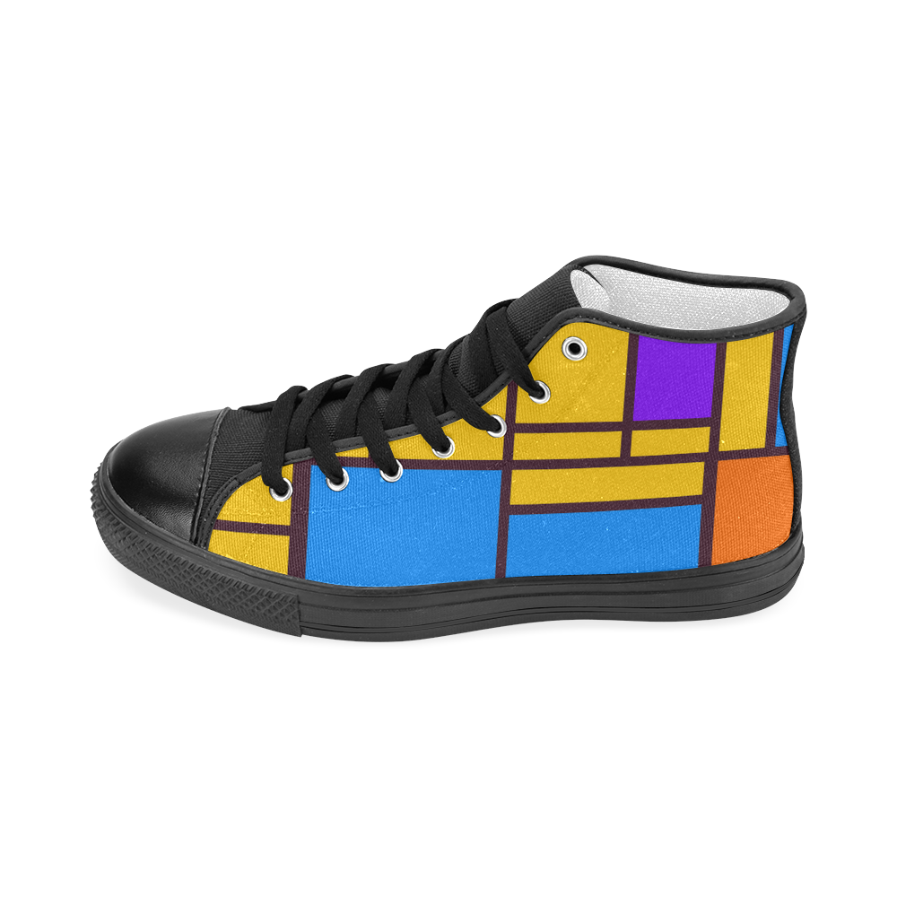 Shapes in retro colors Women's Classic High Top Canvas Shoes (Model 017)