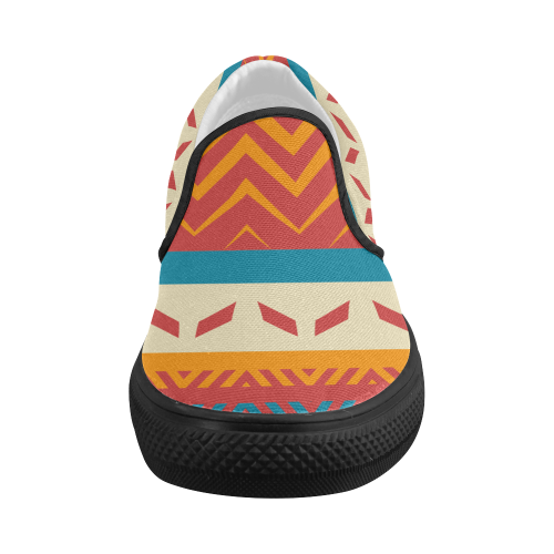 Tribal shapes Women's Slip-on Canvas Shoes (Model 019)