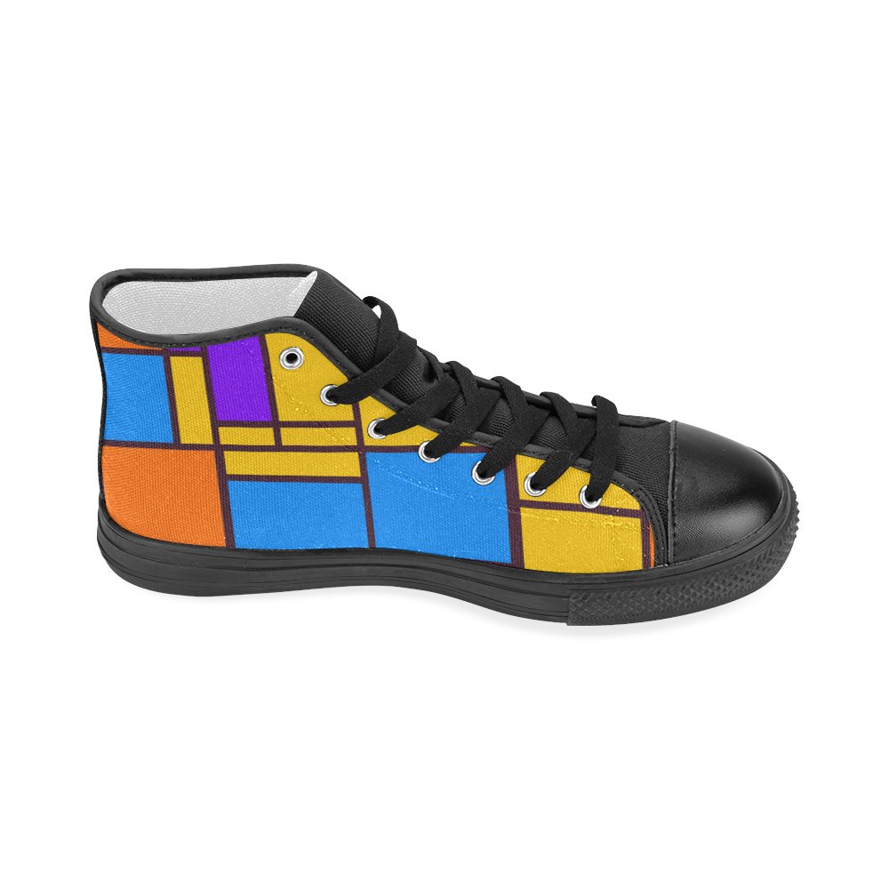 Shapes in retro colors Women's Classic High Top Canvas Shoes (Model 017)