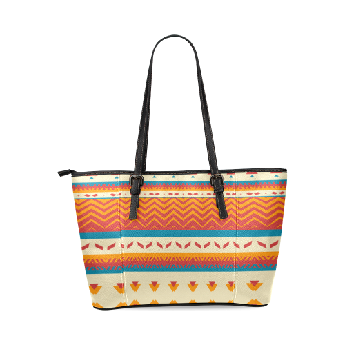 Tribal shapes Leather Tote Bag/Small (Model 1640)