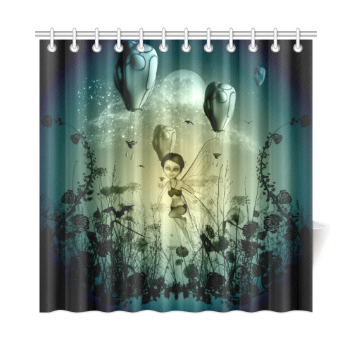 Cute fairy with zeppelin Shower Curtain 72"x72"