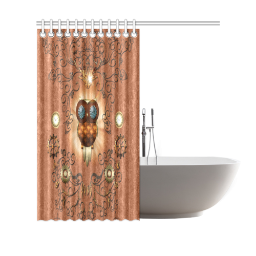 Steampunk, cute owl Shower Curtain 69"x70"