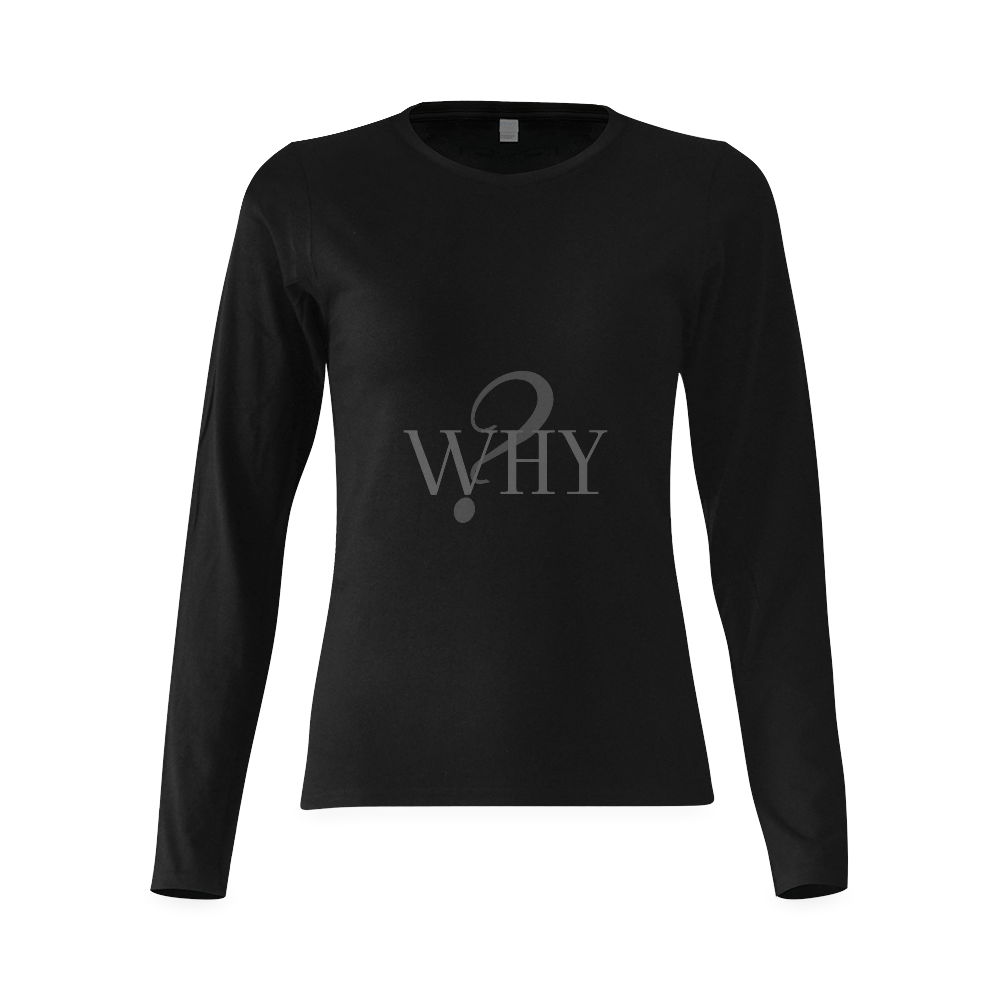 Why? Black Sunny Women's T-shirt (long-sleeve) (Model T07)