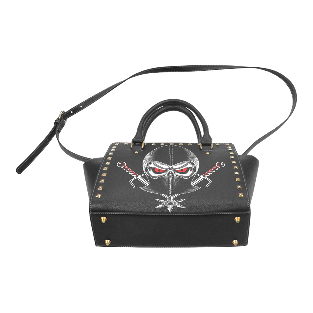 ninja Skull Rivet Shoulder Handbag (Model 1645)